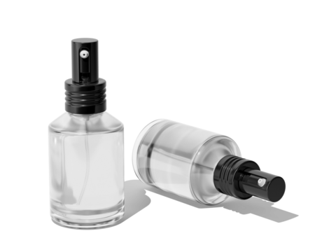 Blank Empty White Perfume Glass Bottle, Spray Bottle Isolated On Transparent Background, Prepared For Mockup, 3D Render.