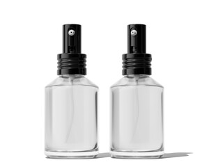 Blank Empty White Perfume Glass Bottle, Spray Bottle Isolated On Transparent Background, Prepared For Mockup, 3D Render.