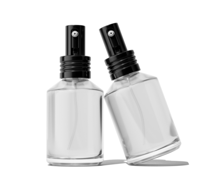 Blank Empty White Perfume Glass Bottle, Spray Bottle Isolated On Transparent Background, Prepared For Mockup, 3D Render.