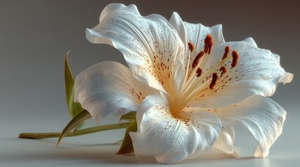 Elegant White Lily Flower with Delicate Petals and Subtle Color Accents