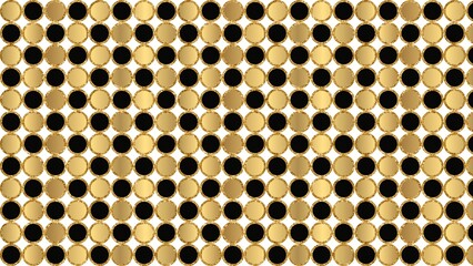 Pattern Design - seamless pattern of alternating gold and black circles on a white backdrop