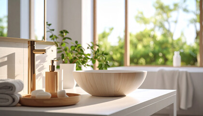 A modern clean bathroom look.