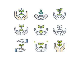 two hand hold growing plant