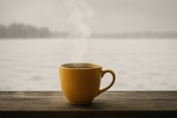Zen teacup serenity on a winter day