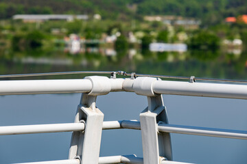 metal fence at the lake