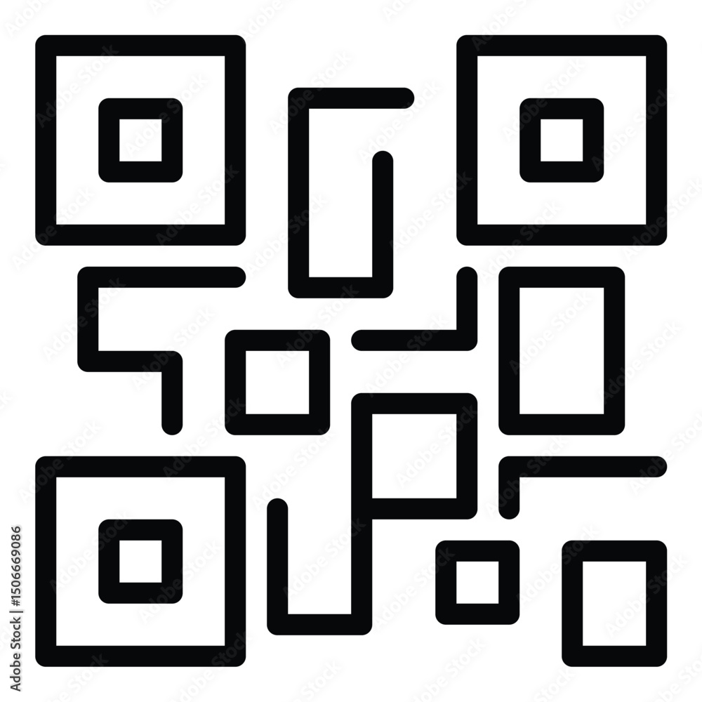 Poster qr code icon flat line style illustration representing digital scanning and quick information access