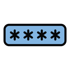 Password icon flat line style illustration representing user authentication and secure access, suitable for cybersecurity, login systems, and data protection projects