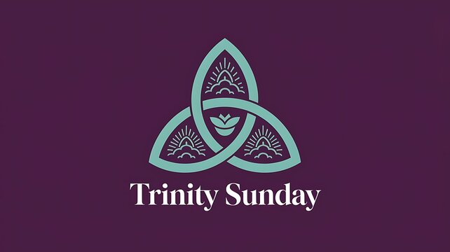 Symbolic trinity sunday design featuring religious iconography on a dark purple background