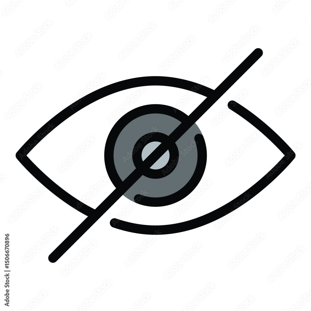 Poster hide icon flat line style illustration representing privacy and concealed content, suitable for user