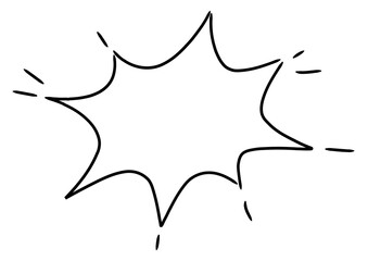 手書き風のふきだし単品　塗りなし線画