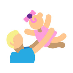 Dad and Daughter Vector Flat Icon Design