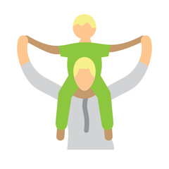 Dad and Son Vector Flat Icon Design