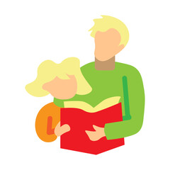 Reading Dad Vector Flat Icon Design