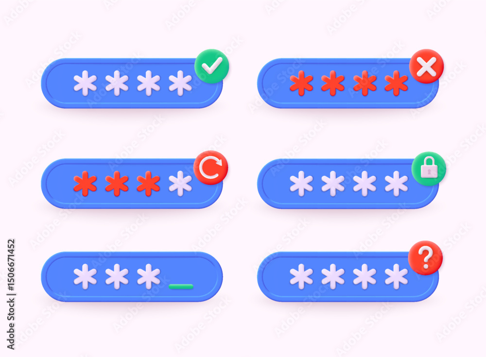 Poster set of password icon. update personal data concept. getting a new username and password for an accou