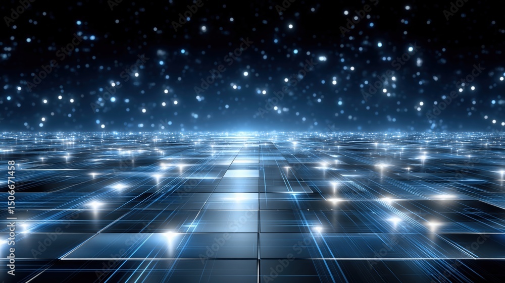 Poster modern cloud technology concept with glowing data center and futuristic cloud technologies creating 