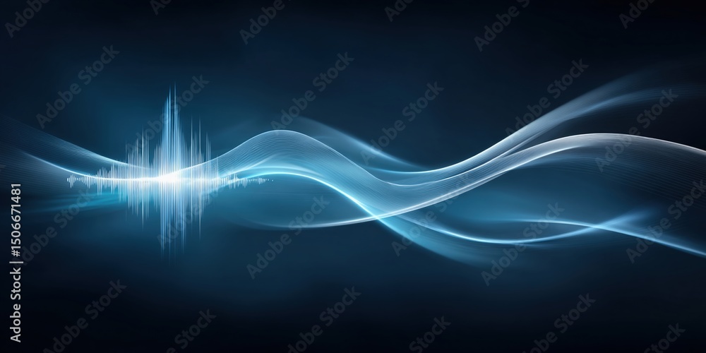 Poster modern cloud technology concept with flowing data wave and center visualization representing cloud t