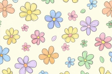 Colorful floral pattern nature digital art background top-view vibrant design for creative projects
