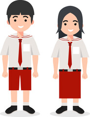 Diverse Elementary School Students in Uniform for Illustrations and School Art