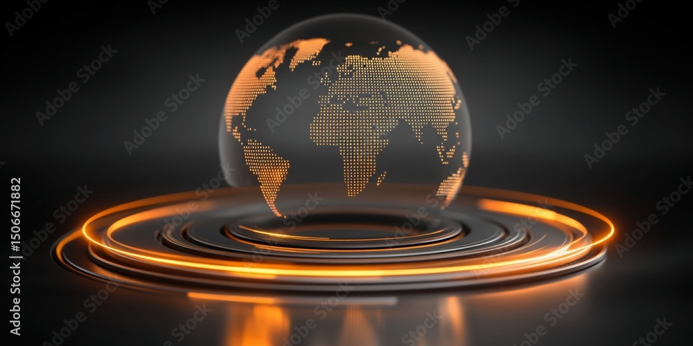 Poster modern cloud technology concept with glowing digital globe representing data center and cloud techno