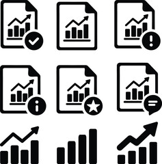 Obraz premium Report with Chart Icon Set – Vector EPS Format for Business and Data Visualization
