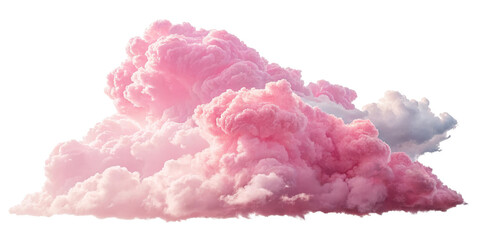 Fototapeta premium Pink Cumulus Cloud, Isolated on Transparent Background, Dreamy, Fluffy, Pastel, Cloud, Pink, Texture
