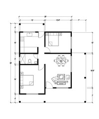 modern house home floor plan with furniture