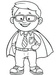 Fototapeta premium Super Dad with Cape – Father’s Day Hero Coloring Page