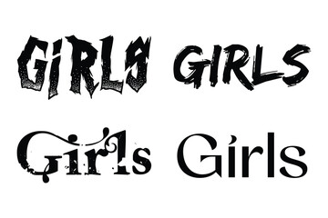 Girls lettering vector. Girls text vector