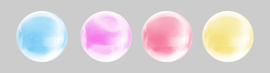 Realistic glossy glass ball.Abstract 3D light bubble with glare.Geometric abstract shape.