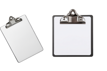 White Clipboard With Metal Clip Mockup On Transparent Background