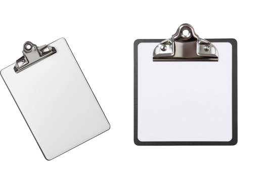 White Clipboard With Metal Clip Mockup On Transparent Background
