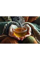  Close-up of hands holding herbal tea