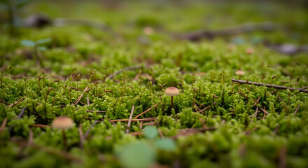 green moss on the ground