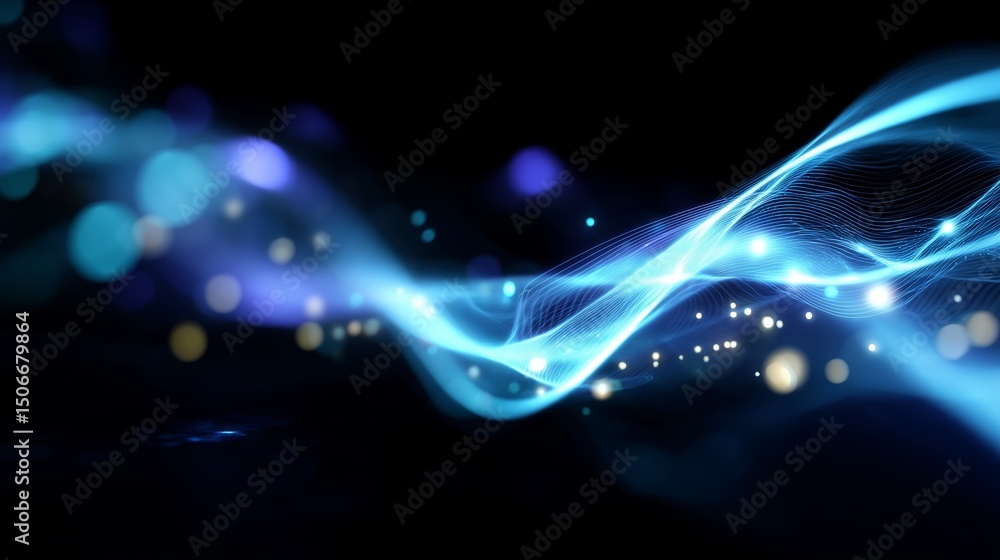 Poster abstract light waves with vibrant colors and glowing particles create a captivating visual experienc