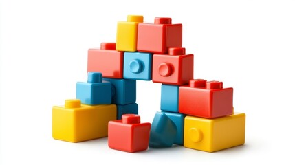 Fototapeta premium Colorful Building Blocks Stacked in Creative Arrangement for Playtime