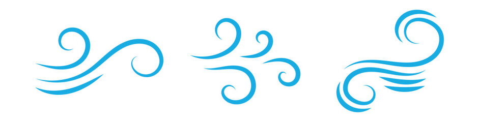 Doodle wind line sketch set. Hand drawn doodle wind motion, air blow, swirl elements. Sketch drawn air blow motion, smoke flow art, abstract line. Isolated vector illustration