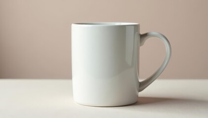 Fototapeta premium Large ceramic mug, slightly angled, crisp white , white mug, simple