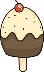 Magnum chocolate ice cream with vanilla filling and a cherry on top