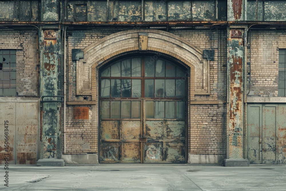 Poster premium quality visual of old empty building facade with copy space