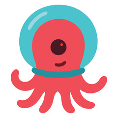 Obraz premium Space Octopus Alien clipart, Outer Space illustration, Colorful Space design sublimation 