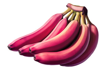 Cluster of Ripe Red Bananas Isolated on Transparent Background PNG