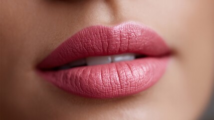 Fototapeta premium Perfect pink lips showing lip makeup on a beauty model