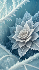 Frosty Winter Rose: Delicate Ice Crystals on Flower Petals