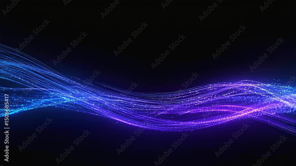 Poster abstract blue and purple particle wave animation
