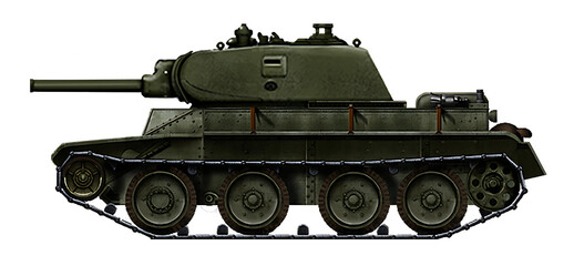 BT-5B (An alternative tank of the Soviet Union based on the hull of the BT-5 tank and a turret from the T-34 tank with a 76mm gun)