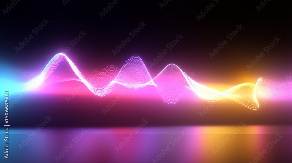 Poster vibrant abstract light waves create a captivating visual display in a dark setting