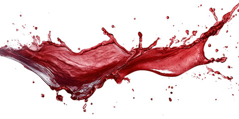 Red Liquid Splash, Isolated on Transparent Background, Dynamic Flow, Crimson, Beverage, Liquid, Splash, Red
