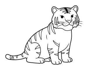 cute tiger cartoon outline vector drawing