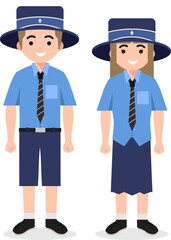 Creative High School Student Characters in Uniform for Digital Art Projects