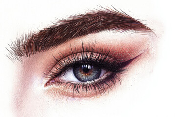 Naklejka premium A beauty illustration showcasing plum eyeshadow as a makeup choice, emphasizing colors and applications